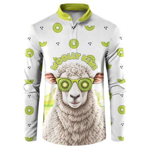 New Zealand Funny Woolly Kiwi Sheep Button Sweatshirt