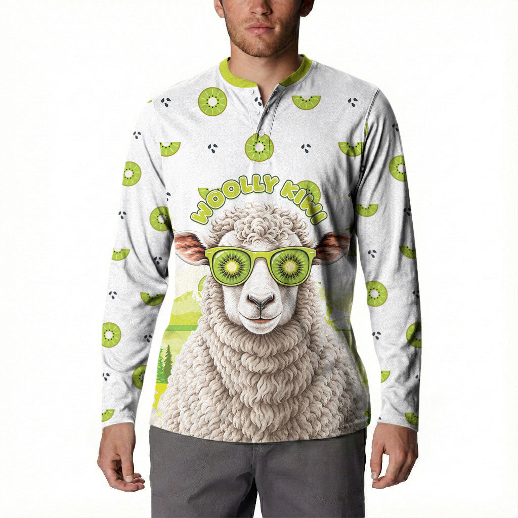 New Zealand Funny Woolly Kiwi Sheep Button Sweatshirt