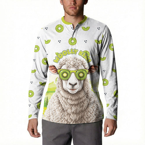 New Zealand Funny Woolly Kiwi Sheep Button Sweatshirt