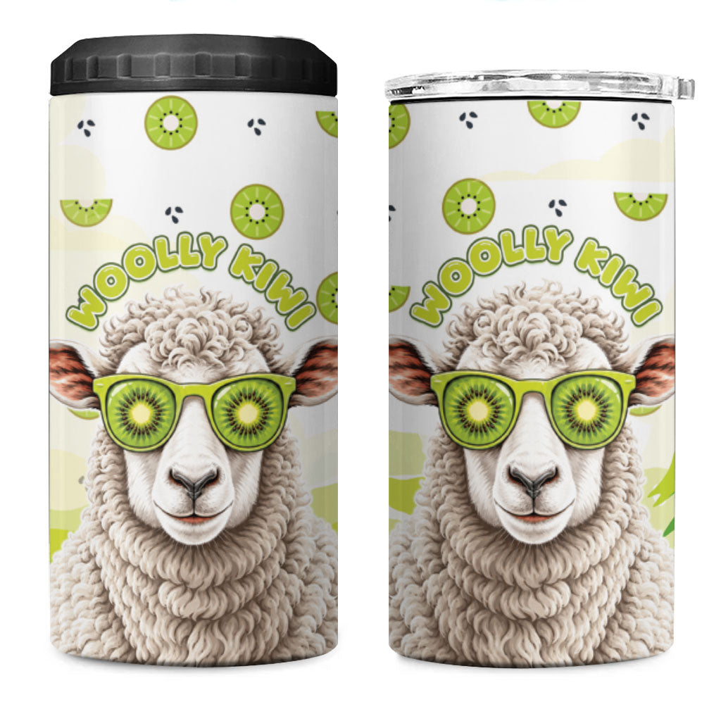 New Zealand Funny Woolly Kiwi Sheep 4 in 1 Can Cooler Tumbler