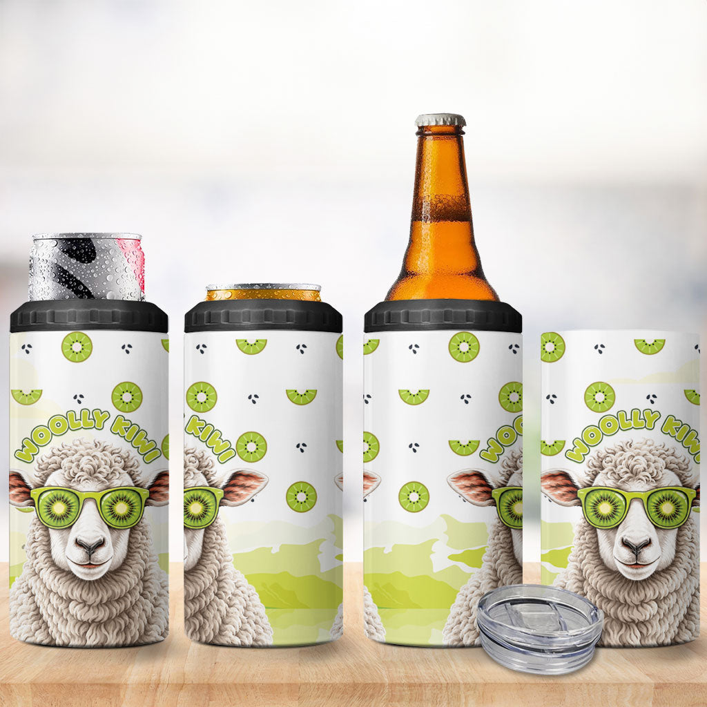 New Zealand Funny Woolly Kiwi Sheep 4 in 1 Can Cooler Tumbler