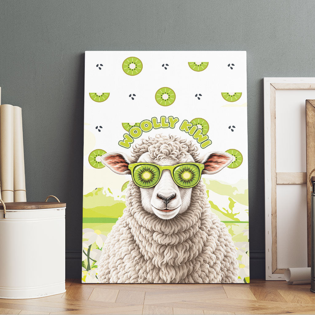 New Zealand Funny Woolly Kiwi Sheep Canvas Wall Art