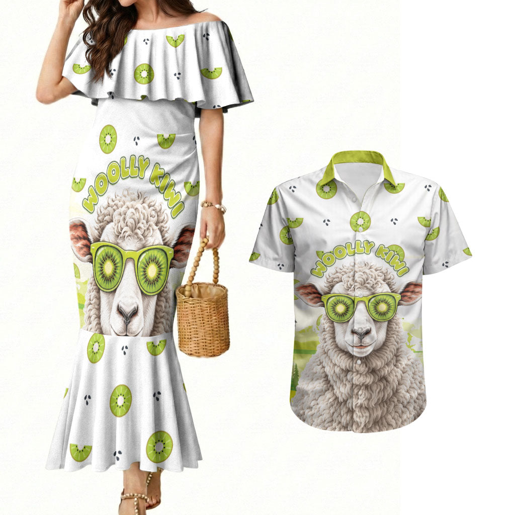 New Zealand Funny Woolly Kiwi Sheep Couples Matching Mermaid Dress and Hawaiian Shirt
