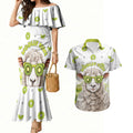 New Zealand Funny Woolly Kiwi Sheep Couples Matching Mermaid Dress and Hawaiian Shirt