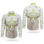 New Zealand Funny Woolly Kiwi Sheep Couples Matching Off Shoulder Maxi Dress and Long Sleeve Button Shirt