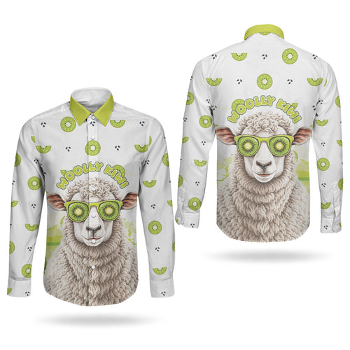 New Zealand Funny Woolly Kiwi Sheep Couples Matching Off The Shoulder Long Sleeve Dress and Long Sleeve Button Shirt