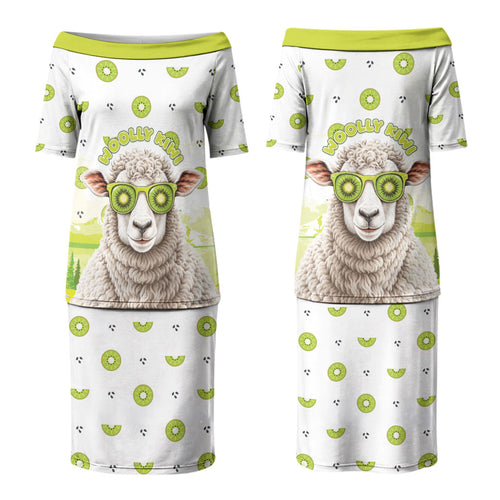 New Zealand Funny Woolly Kiwi Sheep Couples Matching Puletasi and Hawaiian Shirt