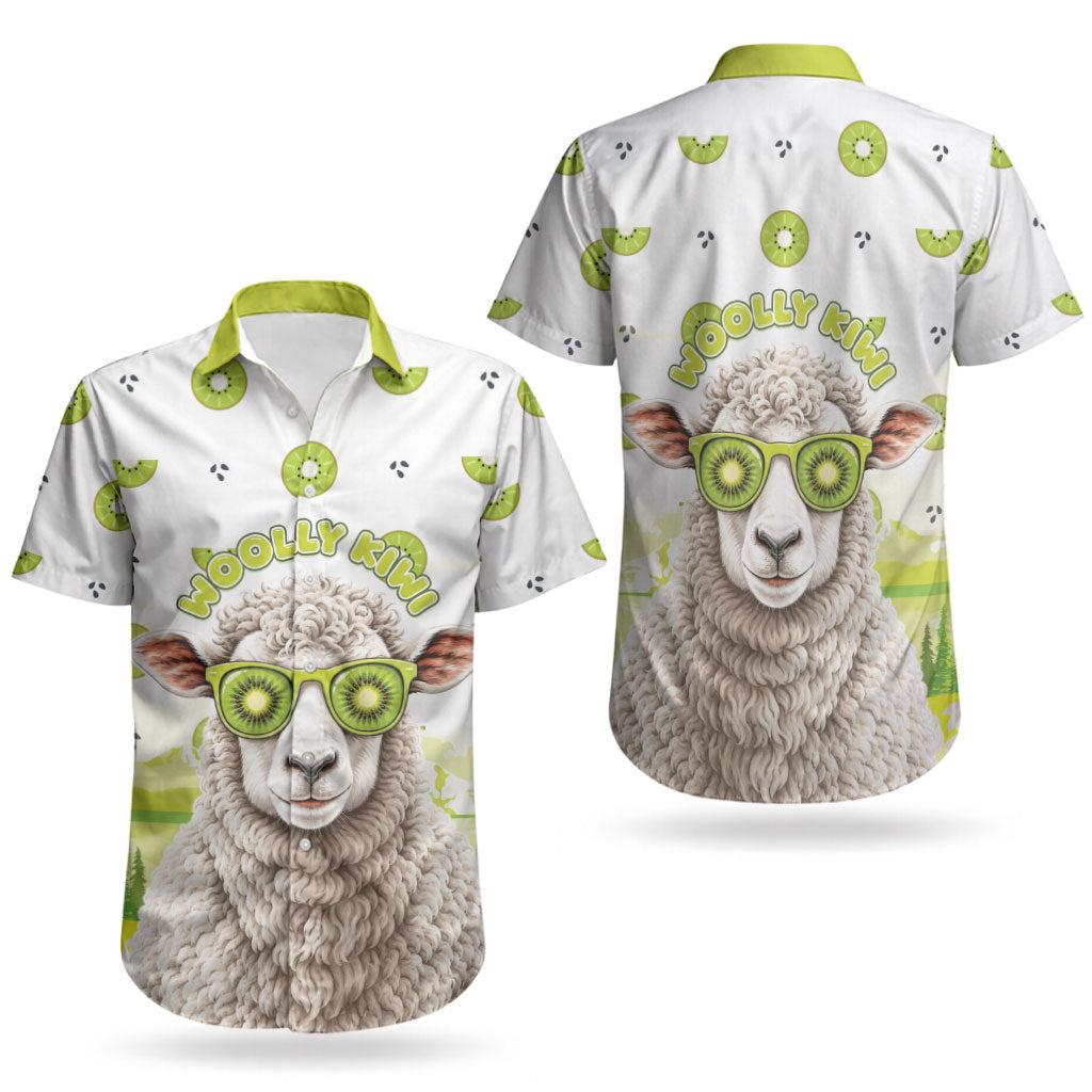 New Zealand Funny Woolly Kiwi Sheep Couples Matching Short Sleeve Bodycon Dress and Hawaiian Shirt