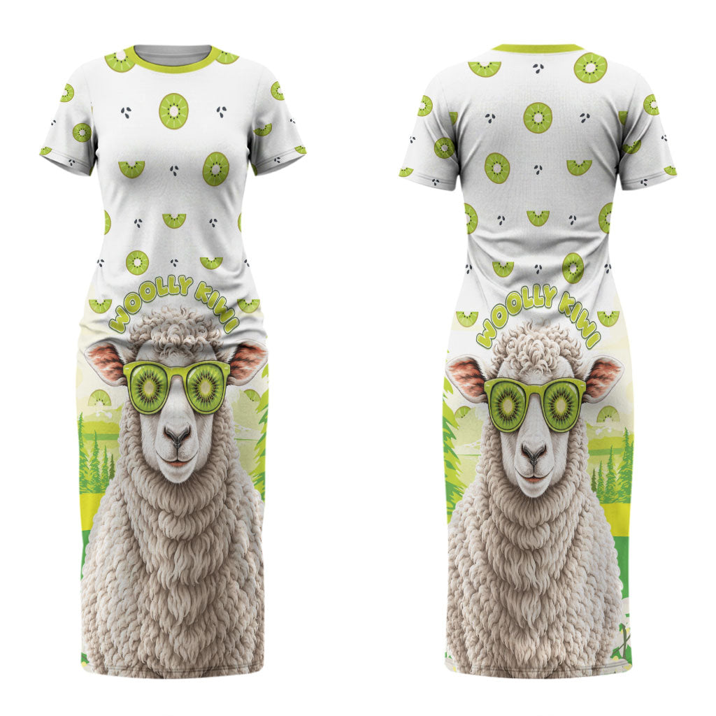 New Zealand Funny Woolly Kiwi Sheep Couples Matching Short Sleeve Bodycon Dress and Long Sleeve Button Shirt