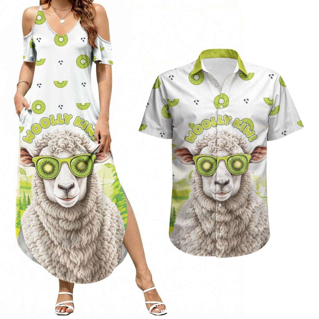 New Zealand Funny Woolly Kiwi Sheep Couples Matching Summer Maxi Dress and Hawaiian Shirt