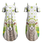 New Zealand Funny Woolly Kiwi Sheep Couples Matching Summer Maxi Dress and Hawaiian Shirt