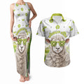 New Zealand Funny Woolly Kiwi Sheep Couples Matching Tank Maxi Dress and Hawaiian Shirt