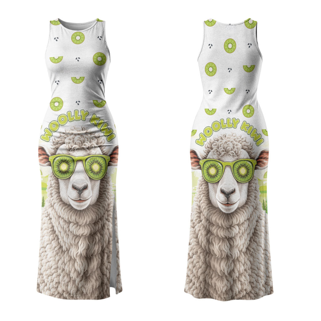 New Zealand Funny Woolly Kiwi Sheep Couples Matching Tank Maxi Dress and Long Sleeve Button Shirt