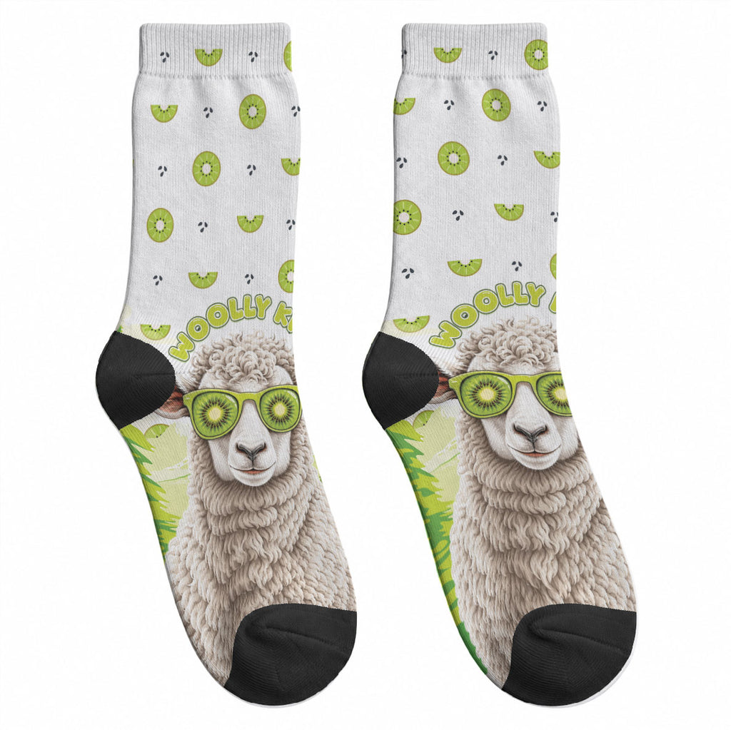 New Zealand Funny Woolly Kiwi Sheep Crew Socks