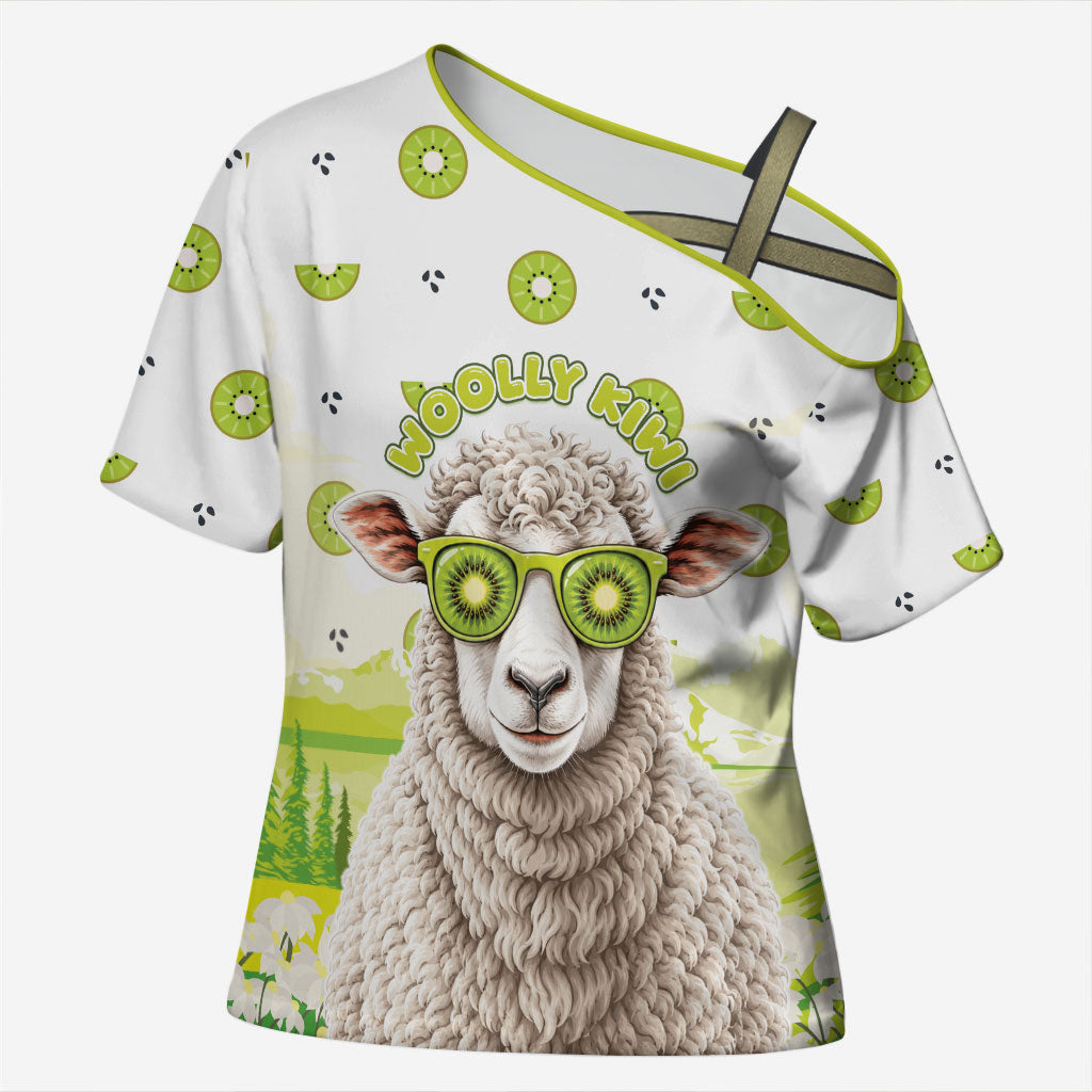 New Zealand Funny Woolly Kiwi Sheep Cross Shoulder Shirt