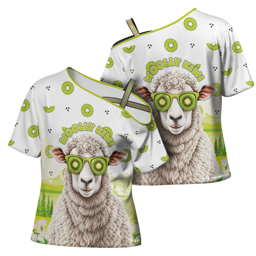 New Zealand Funny Woolly Kiwi Sheep Cross Shoulder Shirt