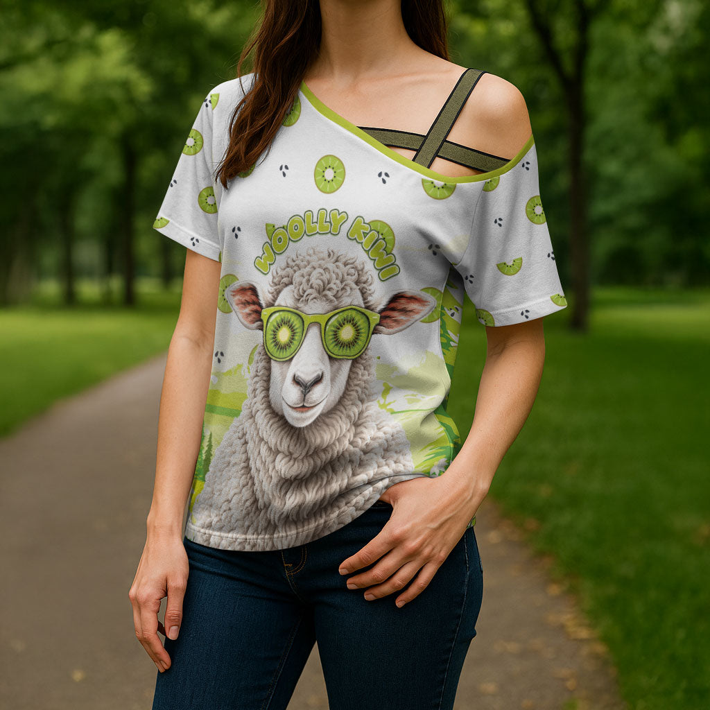 New Zealand Funny Woolly Kiwi Sheep Cross Shoulder Shirt