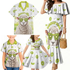 New Zealand Funny Woolly Kiwi Sheep Family Matching Mermaid Dress and Hawaiian Shirt