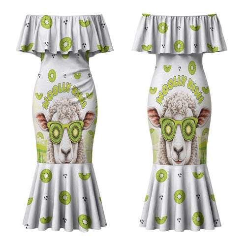 New Zealand Funny Woolly Kiwi Sheep Family Matching Mermaid Dress and Hawaiian Shirt