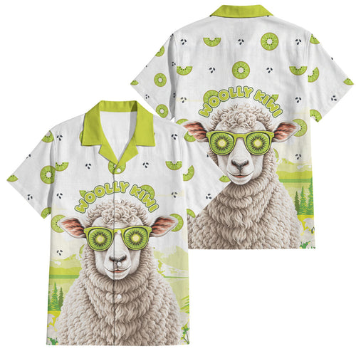New Zealand Funny Woolly Kiwi Sheep Family Matching Off Shoulder Maxi Dress and Hawaiian Shirt