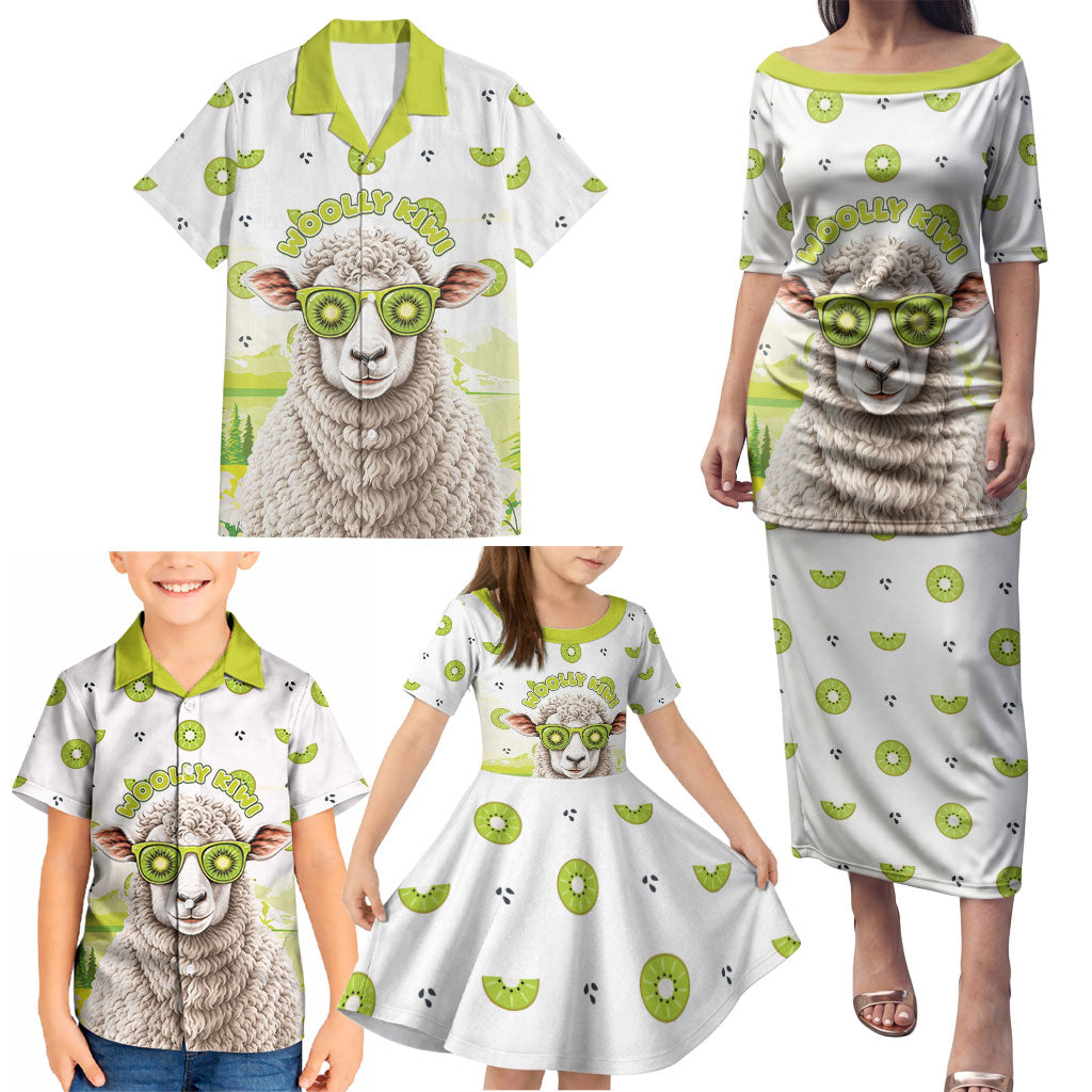 New Zealand Funny Woolly Kiwi Sheep Family Matching Puletasi and Hawaiian Shirt