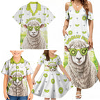 New Zealand Funny Woolly Kiwi Sheep Family Matching Summer Maxi Dress and Hawaiian Shirt