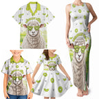 New Zealand Funny Woolly Kiwi Sheep Family Matching Tank Maxi Dress and Hawaiian Shirt