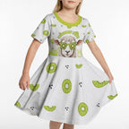New Zealand Funny Woolly Kiwi Sheep Kid Short Sleeve Dress