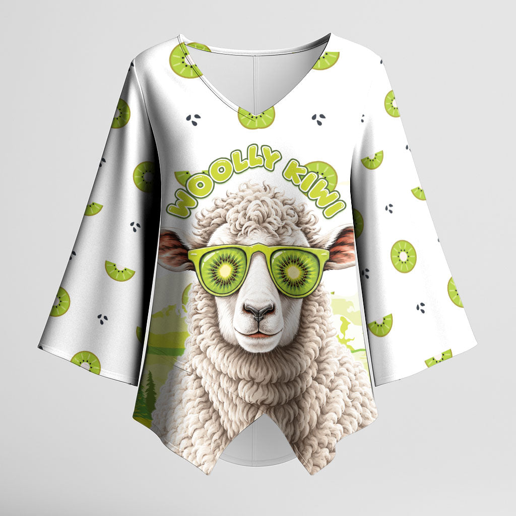 New Zealand Funny Woolly Kiwi Sheep Kimono Sleeve Blouse