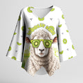 New Zealand Funny Woolly Kiwi Sheep Kimono Sleeve Blouse