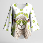 New Zealand Funny Woolly Kiwi Sheep Kimono Sleeve Blouse