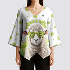 New Zealand Funny Woolly Kiwi Sheep Kimono Sleeve Blouse