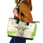New Zealand Funny Woolly Kiwi Sheep Leather Tote Bag