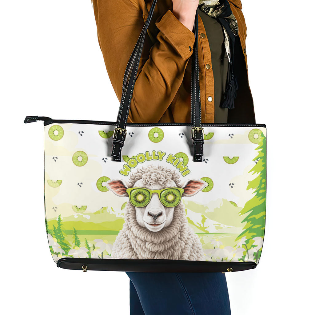 New Zealand Funny Woolly Kiwi Sheep Leather Tote Bag