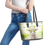 New Zealand Funny Woolly Kiwi Sheep Leather Tote Bag