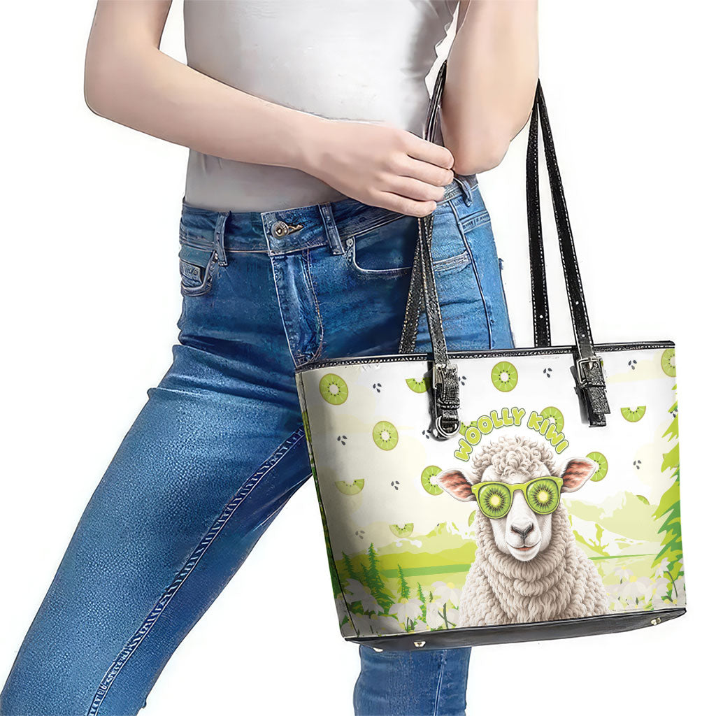 New Zealand Funny Woolly Kiwi Sheep Leather Tote Bag