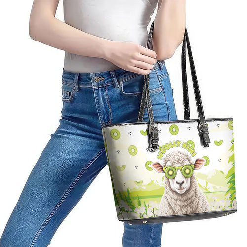 New Zealand Funny Woolly Kiwi Sheep Leather Tote Bag