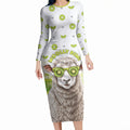 New Zealand Funny Woolly Kiwi Sheep Long Sleeve Bodycon Dress