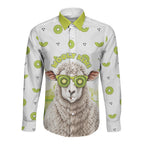 New Zealand Funny Woolly Kiwi Sheep Long Sleeve Button Shirt