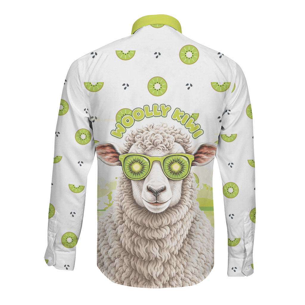 New Zealand Funny Woolly Kiwi Sheep Long Sleeve Button Shirt