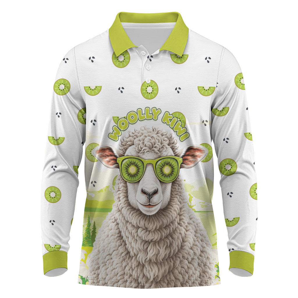 New Zealand Funny Woolly Kiwi Sheep Long Sleeve Polo Shirt