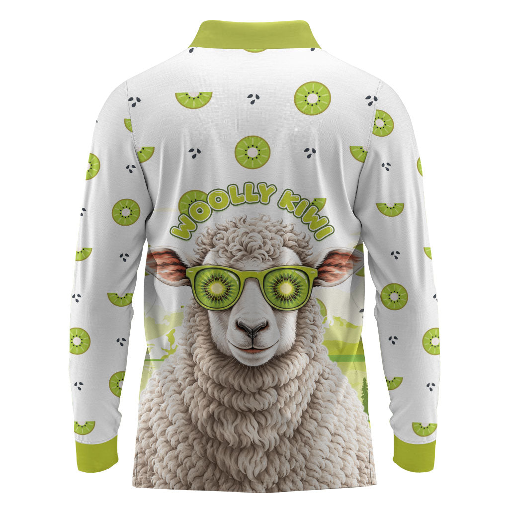 New Zealand Funny Woolly Kiwi Sheep Long Sleeve Polo Shirt