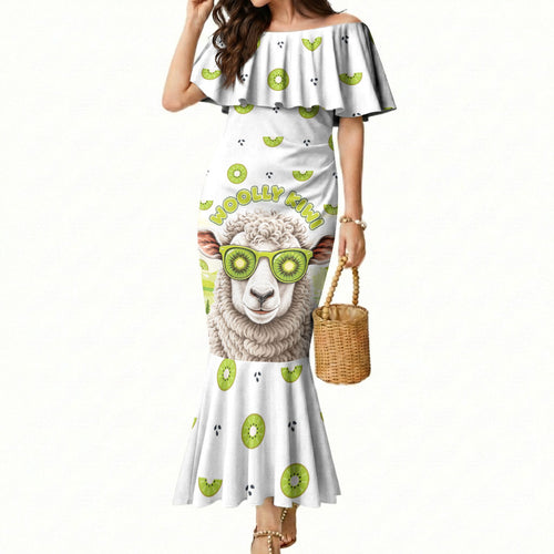 New Zealand Funny Woolly Kiwi Sheep Mermaid Dress