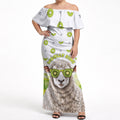 New Zealand Funny Woolly Kiwi Sheep Off Shoulder Maxi Dress