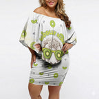 New Zealand Funny Woolly Kiwi Sheep Off Shoulder Short Dress