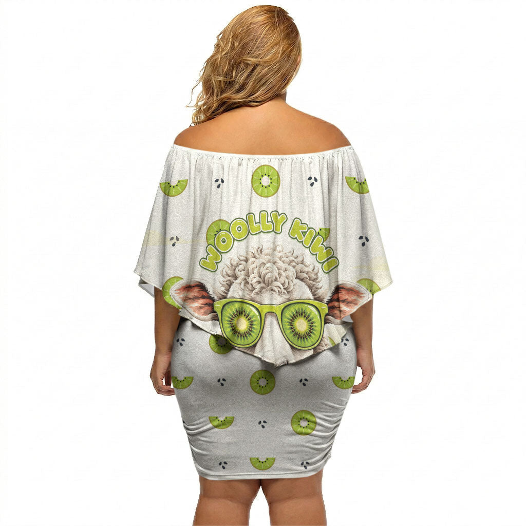New Zealand Funny Woolly Kiwi Sheep Off Shoulder Short Dress