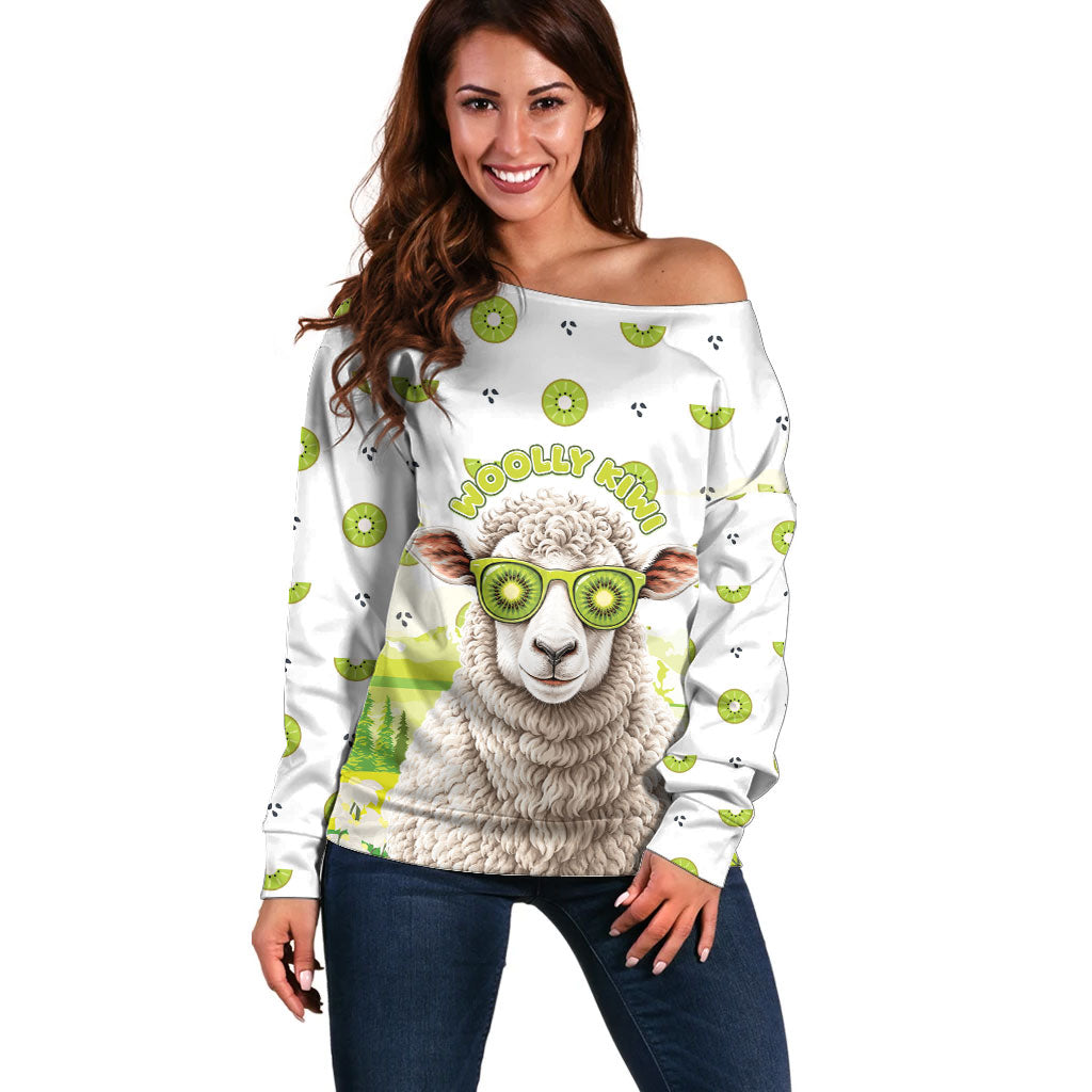 New Zealand Funny Woolly Kiwi Sheep Off Shoulder Sweater