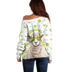 New Zealand Funny Woolly Kiwi Sheep Off Shoulder Sweater