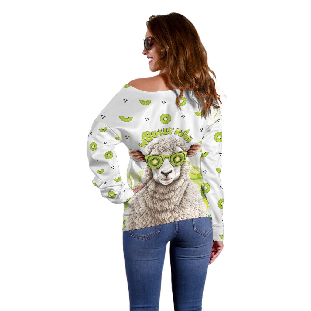 New Zealand Funny Woolly Kiwi Sheep Off Shoulder Sweater