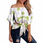 New Zealand Funny Woolly Kiwi Sheep Off Shoulder Wrap Waist Top